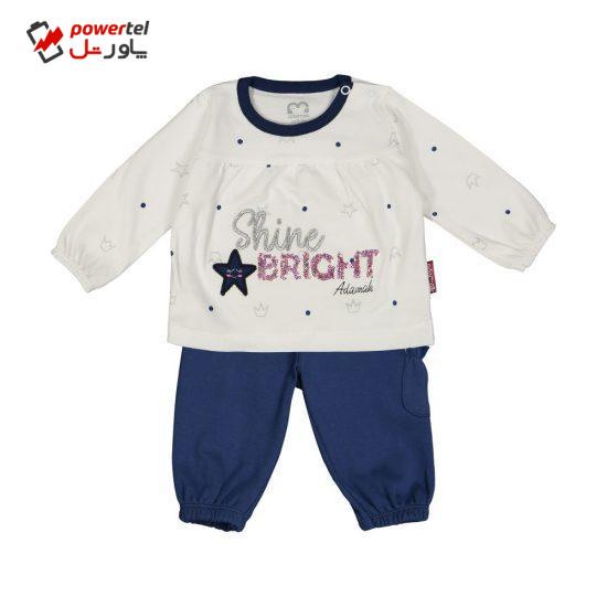 ست تی شرت و شلوار نوزادی دخترانه آدمک مدل 2171127-59
