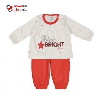 ست تی شرت و شلوار نوزادی دخترانه آدمک مدل 2171127-72