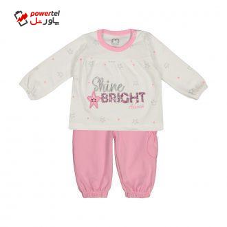 ست تی شرت و شلوار نوزادی دخترانه آدمک مدل 2171127-84