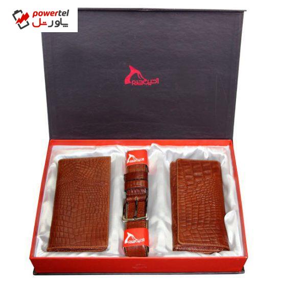 ست هدیه چرم طبیعی آدین چرم مدل DS24A