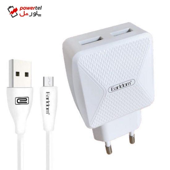 شارژر دیواری ارلدام مدل ES-164 به همراه کابل تبدیل microUSB