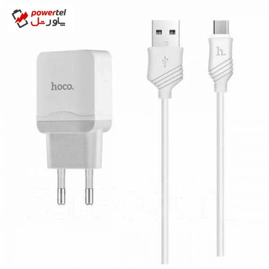 شارژر دیواری هوکو مدل C22A همراه با کابل microUSB