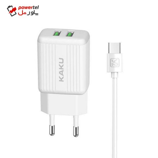 شارژر دیواری کاکو مدل KSC-373 به همراه کابل تبدیل USB-C