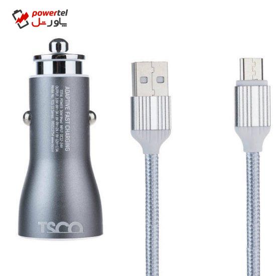 شارژر فندکی تسکو مدل TCG 13 به همراه کابل تبدیل USB به microUSB