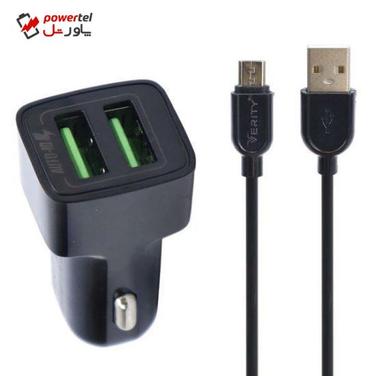 شارژر فندکی وریتی مدل C1114 به همراه کابل تبدیل microUSB