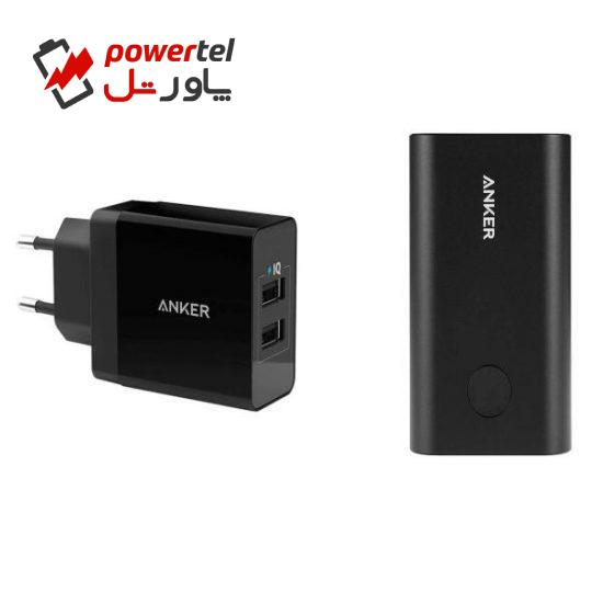 شارژر همراه انکر مدل a1311 Power Core Plus  ظرفیت 10050 میلی آمپر ساعت به همراه شارژر دیواری