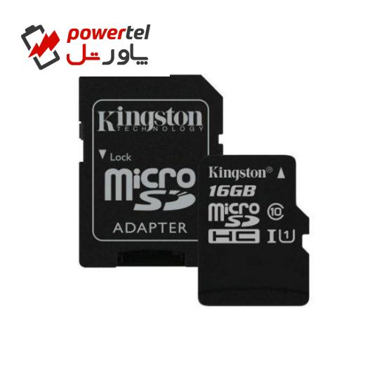 عنوان : کارت حافظه microSDHC کینگستون مدل Canvas Select کلاس 10 استاندارد UHS-I U1 سرعت 80MBps ظرفیت 16 گیگابایت به همراه آداپتور SD