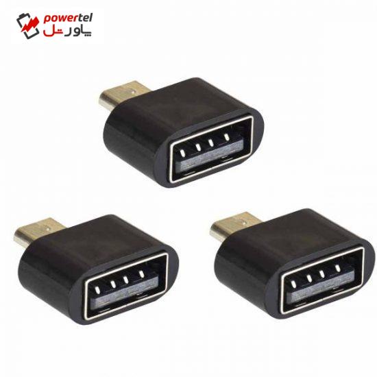 مبدل OTG microUSB پرشین کت مدل PC-OT بسته 3 عددی