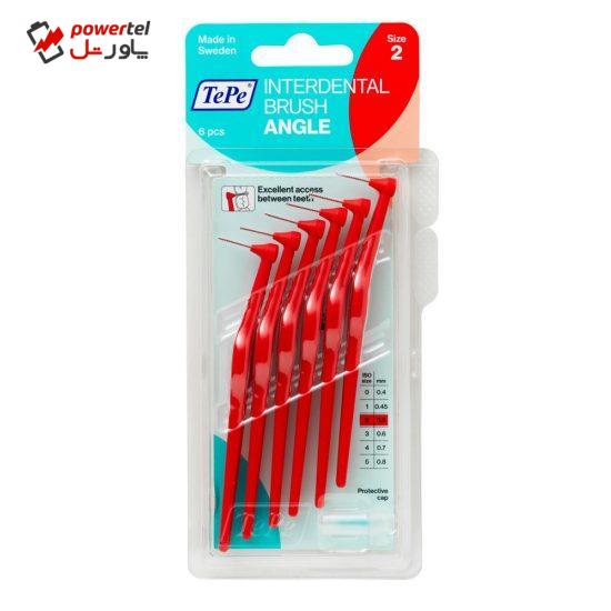 مسواک بین دندانی ته‌په مدل Angle سایز 2 بسته ۶ عددی