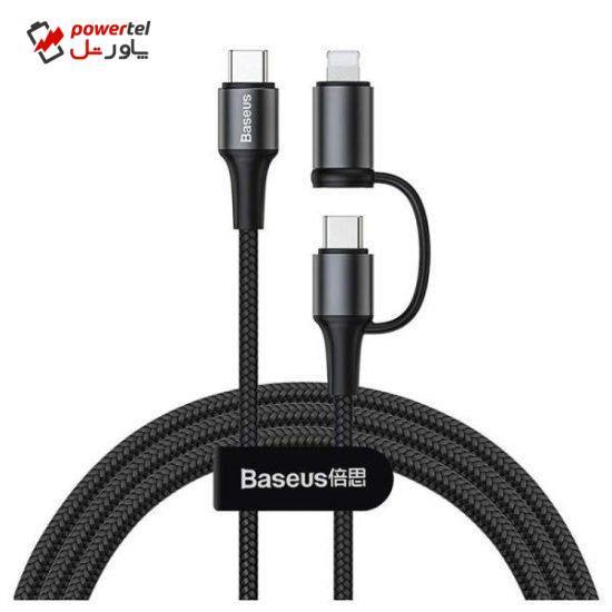 کابل تبدیل USB-C به USB-C/لایتنینگ باسئوس مدل TWINS طول 1 متر