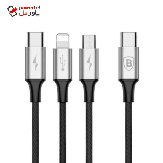 کابل تبدیل USB-C به microUSB/لایتنینگ/USB-C باسئوس مدل Rapid Series طول 1.2 متر
