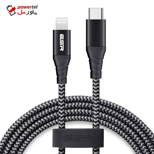 کابل تبدیل USB-C به لایتنینگ اي اِس آر مدل Braided Nylon طول 2 متر