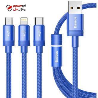 کابل تبدیل USB به USB-C /Lightning /MicroUSB باسئوس مدل CAMLT-PY01 طول 1.2 متر