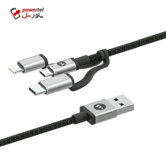 کابل تبدیل USB به USB-C/microUSB/لایتنینگ موفی مدل MP-01 طول 1 متر