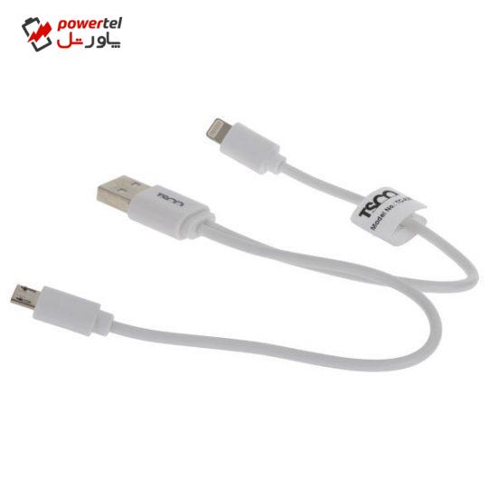 کابل تبدیل USB به microUSB  و لایتنینگ تسکو مدل TC-A28 طول 0.2 متر