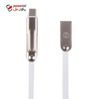 کابل تبدیل USB به microUSB و لایتنینگ و Type-C زسین به طول 1 متر