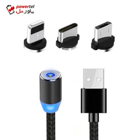 کابل تبدیل USB به microUSB/USB-C/لایتنینگ طول 1 متر