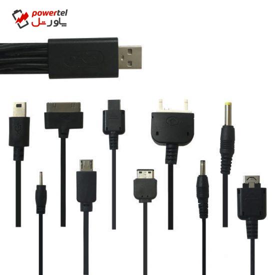 کابل  تبدیل USB به microUSB/miniUSB/30pin/USB-B/DC مدل PM-1 10 طول 0.2متر