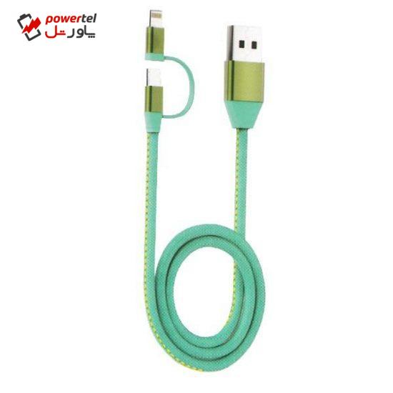 کابل تبدیل USB به microUSB/لایتنینگ تسکو مدل TC A101 طول 1 متر