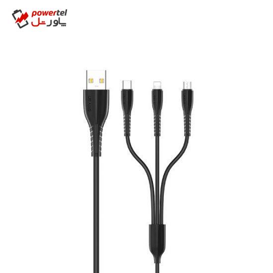 کابل تبدیل USB به لایتنینگ/ microUSB/ USB-C یوسمز مدل U35 طول ۱ متر