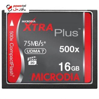 کارت حافظه CompactFlash مایکرودیا مدل Xtra Plus سرعت 500X 75MBps ظرفیت 16 گیگابایت