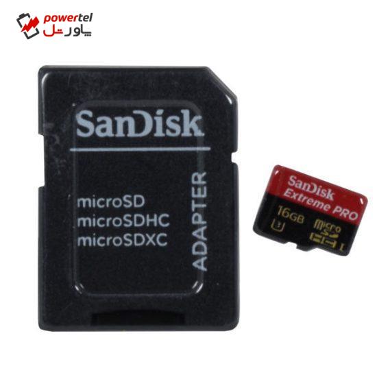 کارت حافظه Micro SDXC سن دیسک مدل Extreme PRO کلاس 3 استاندارد Extreme سرعت95Mb/s همراه آداپتور SD ظرفیت  16 گیگابایت