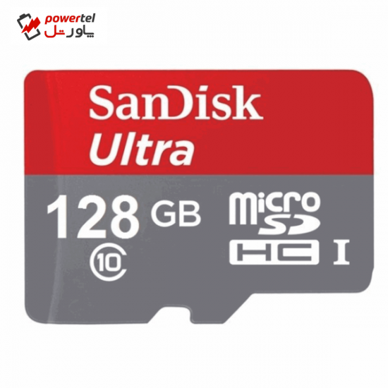 کارت حافظه MicroSDHC سن دیسک مدل Ultraکلاس 10 استاندارد UHS-I U1 سرعت 80MBps 533X همراه با آداپتور SD ظرفیت 128 گیگابایت