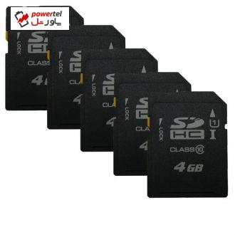 کارت حافظه SD مدل Pack5 کلاس 10 استاندارد UHS-I U3 سرعت 100MBps ظرفیت 4 گیگابایت بسته 5 عددی