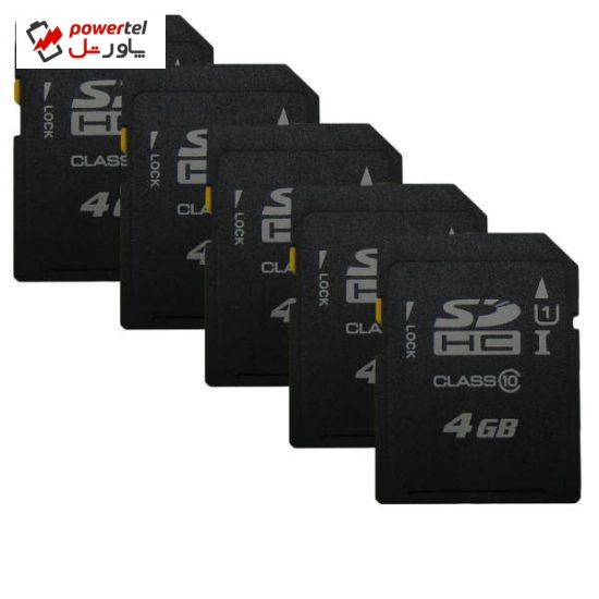 کارت حافظه SD مدل Pack5 کلاس 10 استاندارد UHS-I U3 سرعت 100MBps ظرفیت 4 گیگابایت بسته 5 عددی