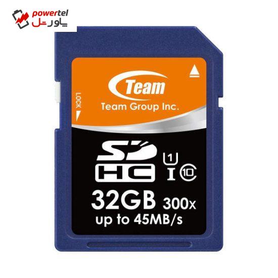 کارت حافظه SDHC تیم گروپ مدل TSDHC32GU1 کلاس 10 استاندارد UHS-I U1 سرعت 300X 45MBps ظرفیت 32 گیگابایت
