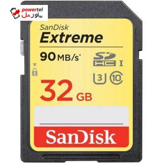 کارت حافظه SDHC سن دیسک مدل Extreme کلاس 10 استاندارد UHS-I U3 سرعت 90MBps 600X ظرفیت 32 گیگابایت