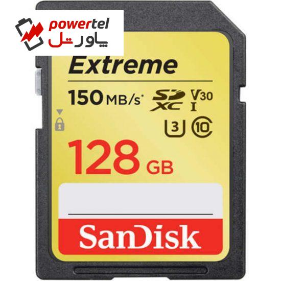 کارت حافظه SDXC سن دیسک مدل Extreme V30 کلاس 10 استاندارد  UHS-I U3  سرعت 150mbps ظرفیت 128 گیگابایت