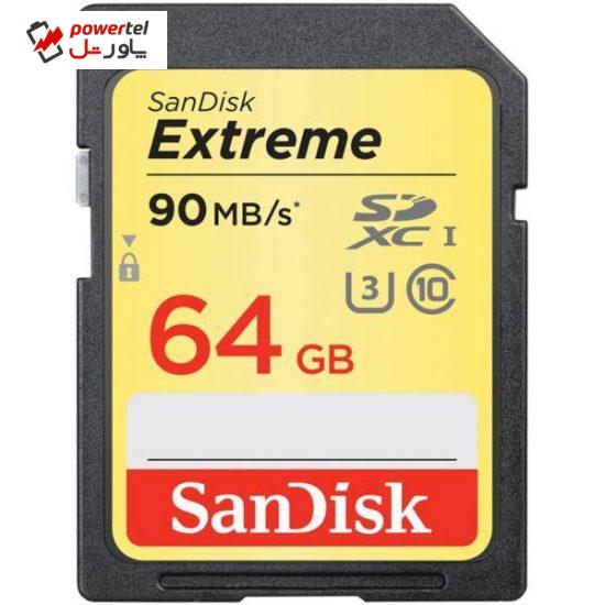 کارت حافظه SDXC سن دیسک مدل Extreme کلاس 10 استاندارد UHS-I U3 سرعت 600X 90MBps ظرفیت 64 گیگابایت