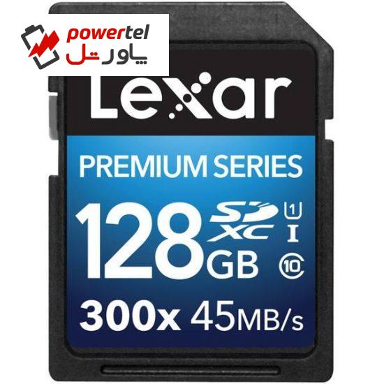 کارت حافظه SDXC لکسار مدل Premium کلاس 10 استاندارد UHS-I U1 سرعت 45MBps 300X ظرفیت 128 گیگابایت