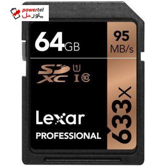 کارت حافظه SDXC لکسار مدل Professional استاندارد UHS-I U1 سرعت 95MBps 633X ظرفیت 64 گیگابایت