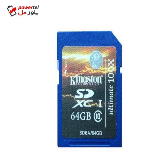 کارت حافظه SDXC کینگستون مدل sd6a کلاس 10 استانداردUHS-I U1سرعت 120MBps ظرفیت 64 گیگابایت