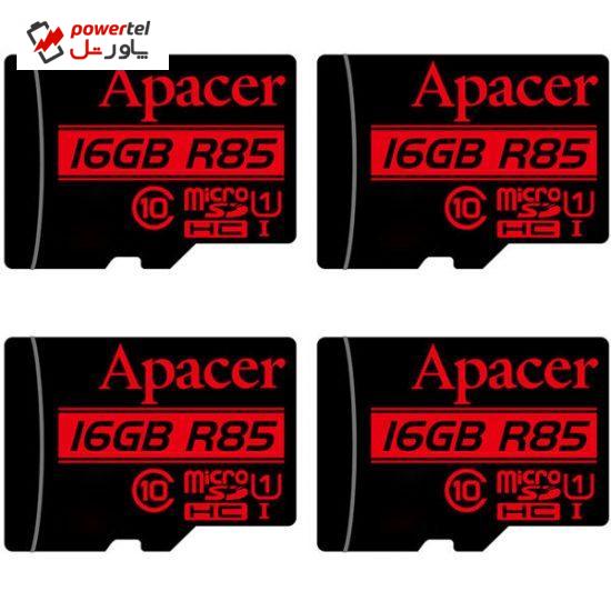 کارت حافظه microSDHC اپیسر مدل AP16G کلاس 10 استاندارد  UHS-I U1 سرعت 85MBps ظرفیت 16 گیگابایت بسته 4 عددی