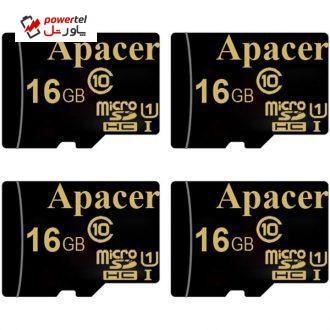 کارت حافظه microSDHC اپیسر مدل AP16GA کلاس 10 استاندارد  UHS-I U1 سرعت 45MBps ظرفیت 16 گیگابایت بسته 4 عددی