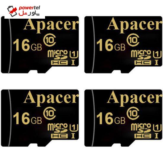 کارت حافظه microSDHC اپیسر مدل AP16GA کلاس 10 استاندارد  UHS-I U1 سرعت 45MBps ظرفیت 16 گیگابایت بسته 4 عددی