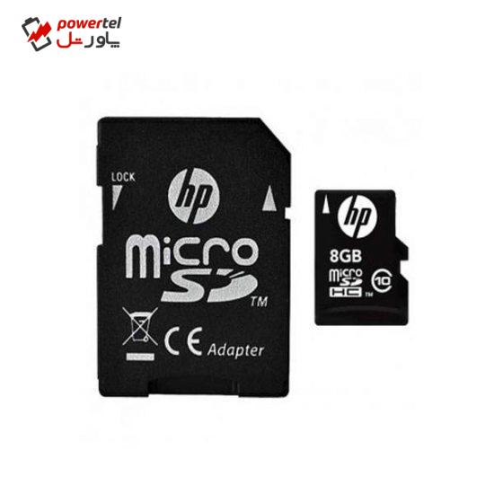 کارت حافظه microSDHC اچ پی  مدل mi210 کلاس 10 استاندارد UHS-I سرعت 30MBps ظرفیت 8 گیگابایت به همراه آداپتور SD