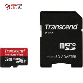 کارت حافظه‌ microSDHC ترنسند مدل Premium کلاس 10 استاندارد UHS-I U1 سرعت 30MBps 200X ظرفیت 32 گیگابایت