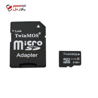 کارت حافظه microSDHC توین موس کلاس 10 سرعت 45MBps همراه با آداپتور SD ظرفیت 8 گیگابایت