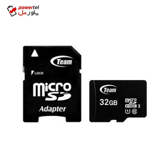 کارت حافظه microSDHC تیم گروپ کلاس 10 استاندارد UHS-I  همراه با آداپتور SD ظرفیت 32 گیگابایت