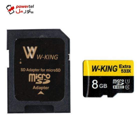 کارت حافظه microSDHC دبلیو کینگ مدل Extra 533xPlus کلاس 10 استاندارد UHS-I U1 سرعت 80MBs ظرفیت 8 گیگابایت به همراه آداپتور SD