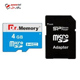 کارت حافظه microSDHC دکتر مموری مدل DR6022BVB کلاس 10 استاندارد UHS-I U1 سرعت 80MBps ظرفیت 4 گیگابایت به همراه آداپتور  SD