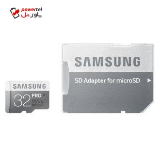 کارت حافظه microSDHC سامسونگ مدل Pro کلاس 10 استاندارد UHS-I U1 سرعت 90MBps ظرفیت 32 گیگابایت به همراه آداپتور SD