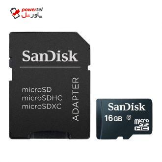 کارت حافظه microSDHC سن دیسک مدل Ultra کلاس 10 ظرفیت 16 گیگابایت به همراه آداپتور SD