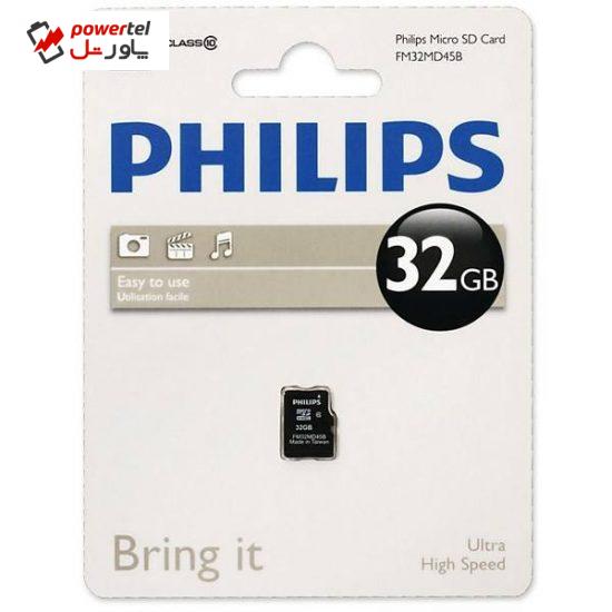 کارت حافظه microSDHC فیلیپس مدل FM32MD45B کلاس 10 ظرفیت 32 گیگابایت