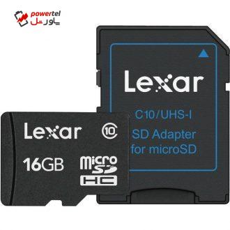 کارت حافظه microSDHC لکسار  مدل Micron کلاس 10 همراه با آداپتور SD ظرفیت 16 گیگابایت