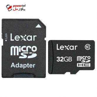 کارت حافظه microSDHC لکسار کلاس 10 همراه با آداپتور SD ظرفیت 32 گیگابایت